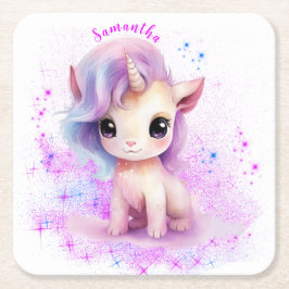 Personalisiertes Einhorn-Design Rechteckiger Pappuntersetzer