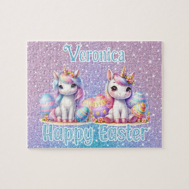 Personalisiertes Einhorn Frohe Ostern (Horizontal)