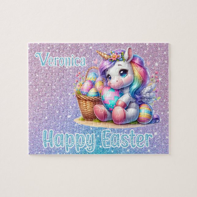 Personalisiertes Einhorn Frohe Ostern (Horizontal)