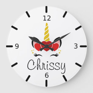 Personalisiertes Einhorn Große Wanduhr