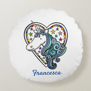Personalisiertes Einhorn-Hörkissen Rundes Kissen