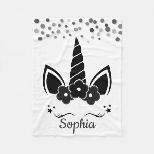 Personalisiertes Einhorn mit Pony Black Fleecedecke