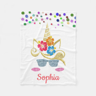 Personalisiertes Einhorn mit Pony Fleece Blanket
