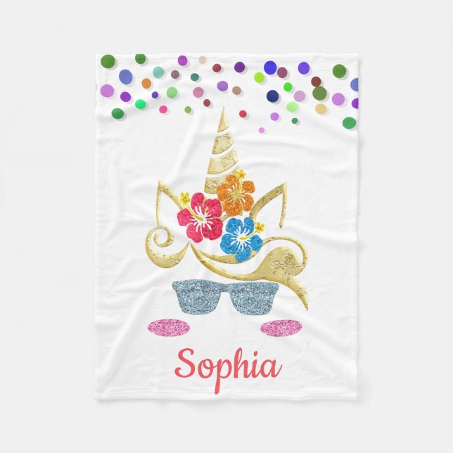 Personalisiertes Einhorn mit Pony Fleece Blanket (Vorderseite)