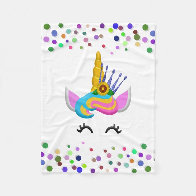 Personalisiertes Einhorn mit Pony Fleece Blanket (Vorderseite)