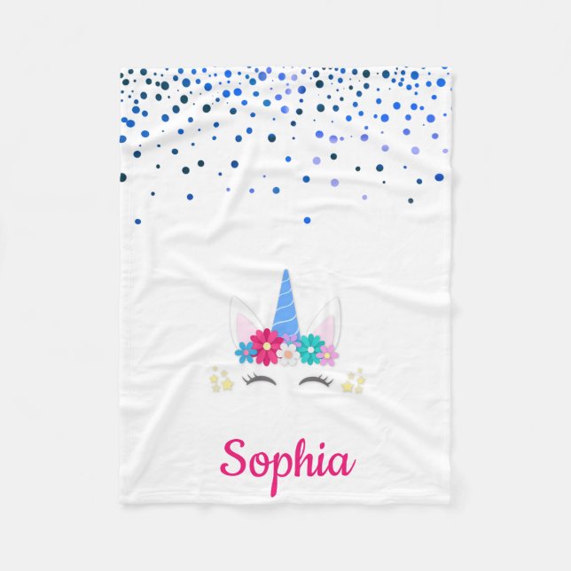 Personalisiertes Einhorn mit Pony Fleece Blanket (Vorderseite)
