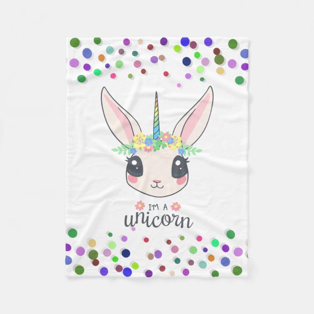 Personalisiertes Einhorn mit Pony Fleecedecke (Vorderseite)