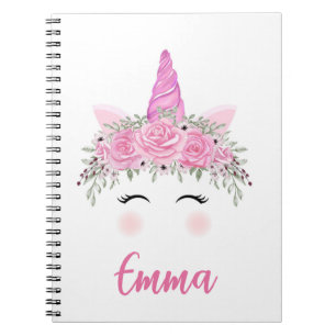 Personalisiertes Einhorn-Notebook mit rosa Namen Notizblock