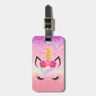 Personalisiertes Einhorn-Ombre-Glitter-Gepäckanhän Gepäckanhänger