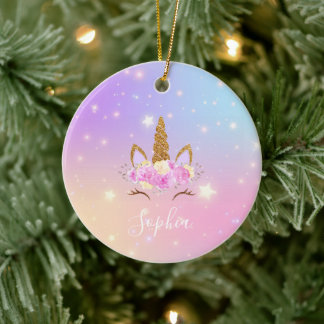 Personalisiertes Einhorn-Ornament für Mädchen Keramik Ornament