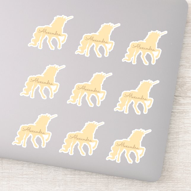 Personalisiertes Einhorn-Set mit 9 Die Aufkleber (Detail)