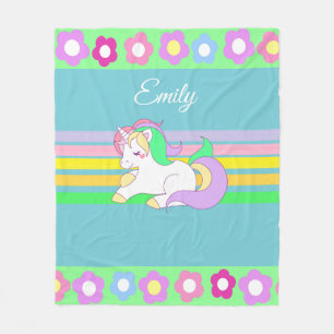 Personalisiertes Einhorn und Regenbogen Fleece Bla