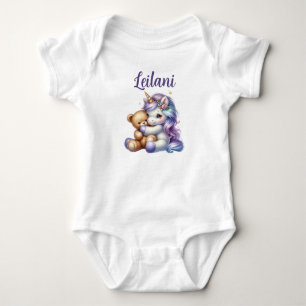 Personalisiertes Einhorn und Teddy Bear Baby Bodys Baby Strampler