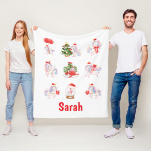 Personalisiertes Einhorn Weihnachtsblanket für Mäd Fleecedecke