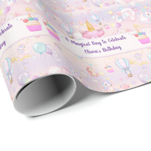 Personalisiertes Einhorn zum Geburtstag Geschenkpapier