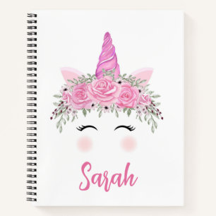 Personalisiertes Einhornbuch mit rosa Namen Notizbuch