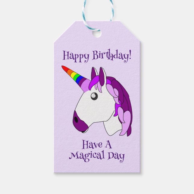 Personalisiertes Einhorndesign Geschenkanhänger (Vorderseite)