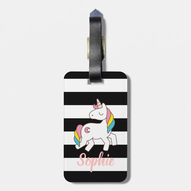 Personalisiertes Einhorngepäck Gepäckanhänger (Rückseite vertikal)