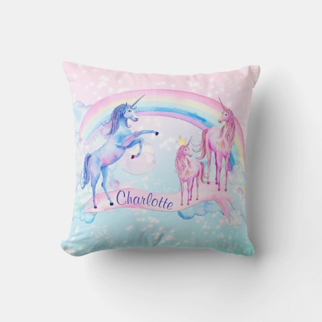 Personalisiertes Einhornkissen Kissen (Vorderseite)