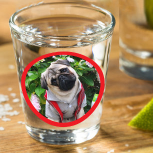 Personalisiertes einzigartiges rotes Rahmen-Hunde- Schnapsglas