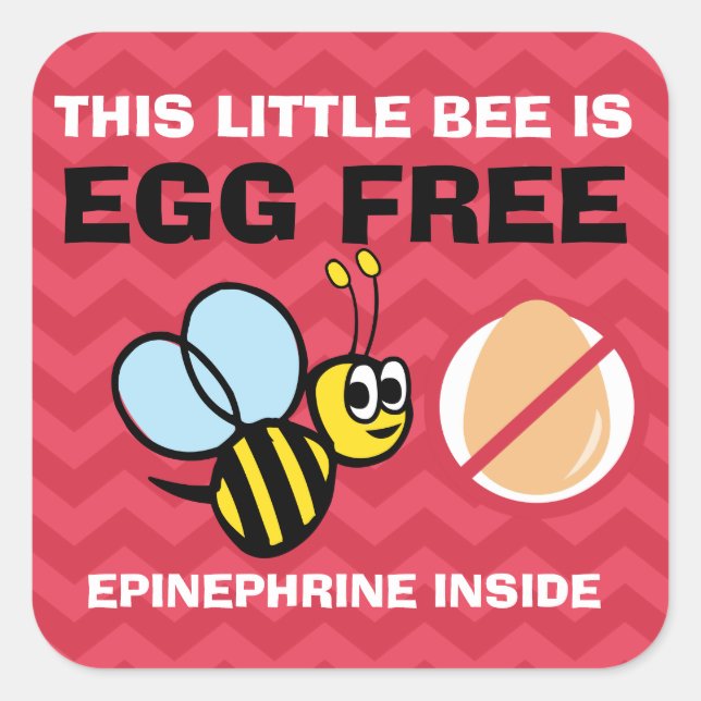 Personalisiertes eisfreies Bumblebeeier - Allergie Quadratischer Aufkleber (Vorderseite)