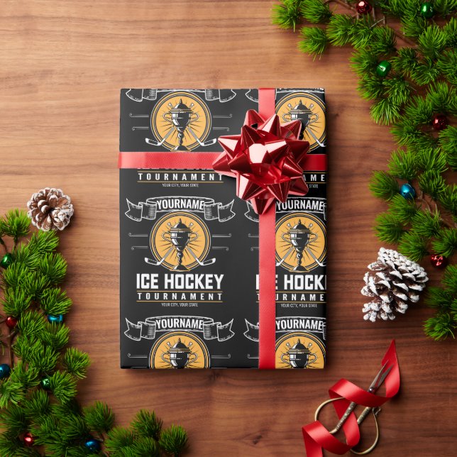 Personalisiertes Eishockeyspiel Geschenkpapier (Feiertagsgeschenk)