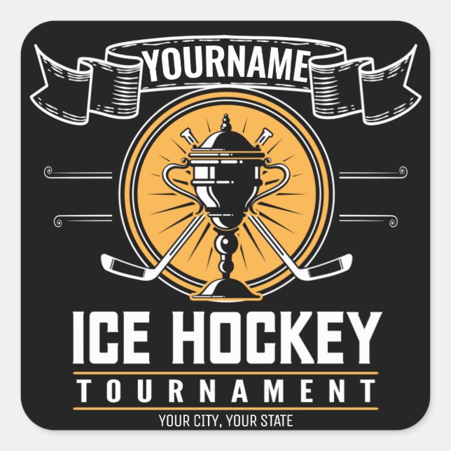 Personalisiertes Eishockeyspiel Quadratischer Aufkleber (Vorderseite)