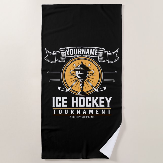 Personalisiertes Eishockeyspiel Strandtuch (Vorderseite)
