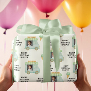 Personalisiertes Eiswagen-Foto zum Geburtstag Geschenkpapier