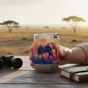 Personalisiertes Elefantensonnenuntergang-Safari-G