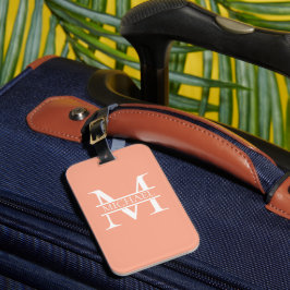 Personalisiertes Eleganpeach Monogram und Name Gepäckanhänger