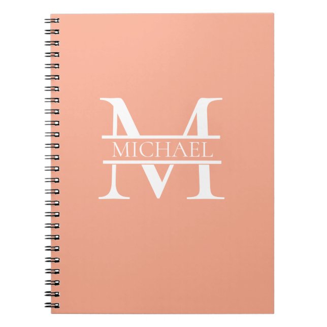 Personalisiertes Eleganpeach Monogram und Name Notizblock (Vorderseite)