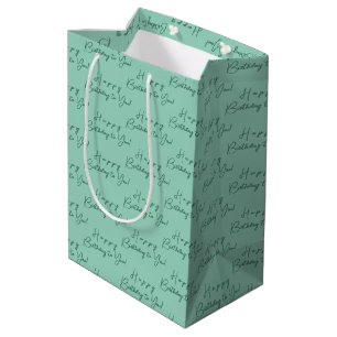 Personalisiertes Elegant Happy Birthday Pattern Bl Mittlere Geschenktüte