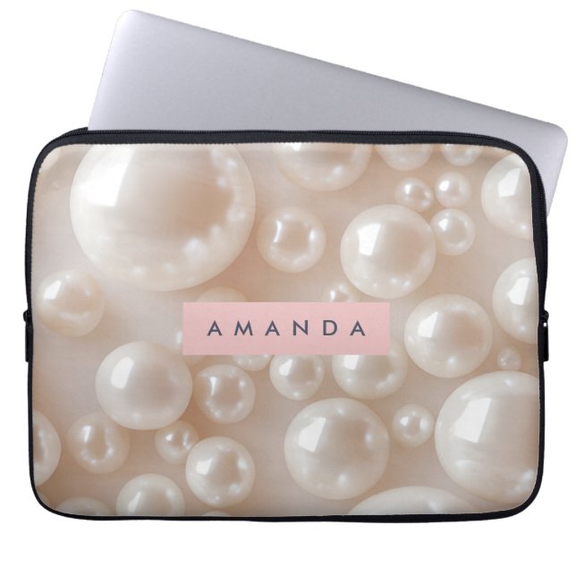 Personalisiertes Elegant Pearl Soft White Luxe Laptopschutzhülle (Vorderseite)