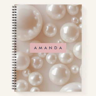 Personalisiertes Elegant Pearl Soft White Luxe Notizbuch
