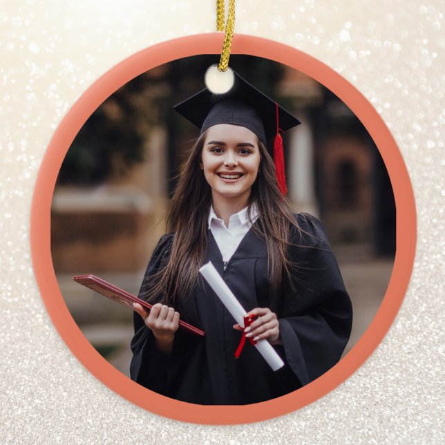 Personalisiertes Elegante Keepake Abschluss Foto Keramik Ornament (An elegant ornament to personalize as a stylish gift and keepsake for a graduation)