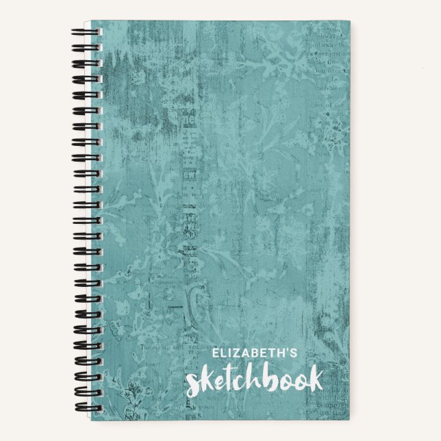 Personalisiertes elegantes Aquamarines Sketchbook  Notizbuch (Vorderseite)