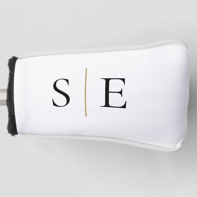 Personalisiertes elegantes Black-Gold-Monogramm Golf Headcover (Vorderseite)