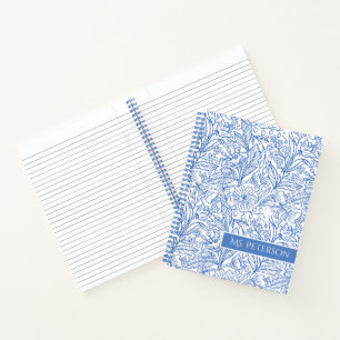 Personalisiertes elegantes blaues botanisches Desi Notizbuch