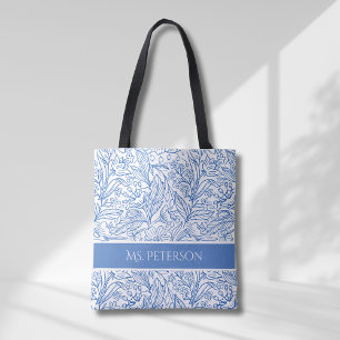 Personalisiertes elegantes blaues botanisches Desi Tasche