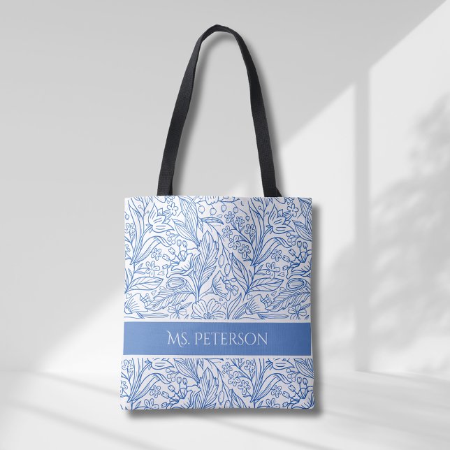 Personalisiertes elegantes blaues botanisches Desi Tasche (Von Creator hochgeladen)