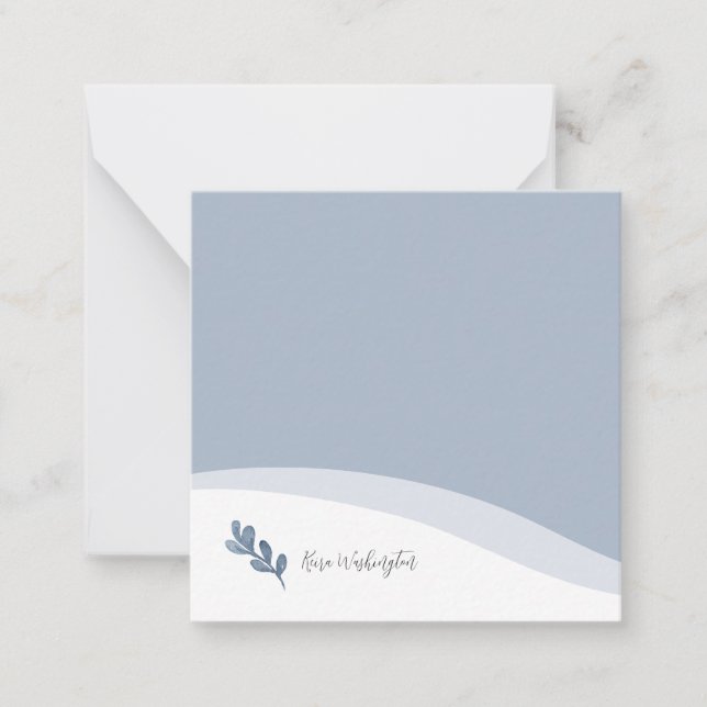 Personalisiertes Elegantes blaues Leaf Mitteilungskarte (Vorderseite)