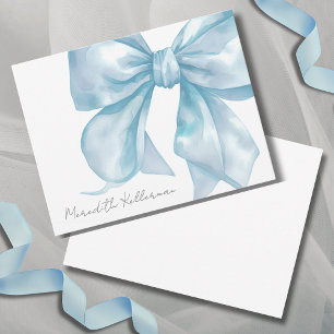 Personalisiertes Elegantes Blaues Schleifen Namens Mitteilungskarte