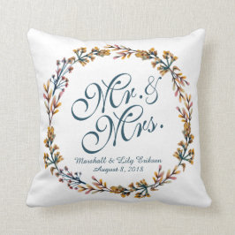 Personalisiertes elegantes Blumenhochzeits-Kissen Kissen