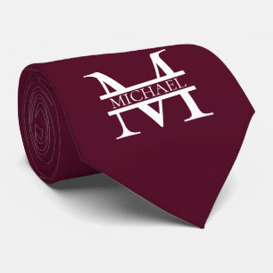 Personalisiertes elegantes Burgundy Monogramm und  Krawatte