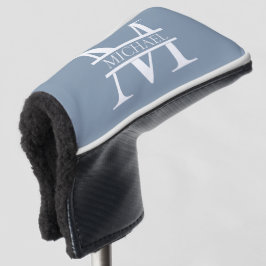 Personalisiertes elegantes Dusty Blue Monogram und Golf Headcover