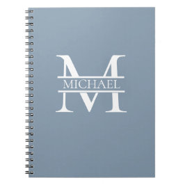 Personalisiertes elegantes Dusty Blue Monogram und Notizblock
