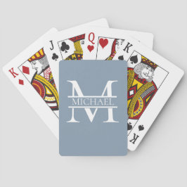 Personalisiertes elegantes Dusty Blue Monogram und Spielkarten