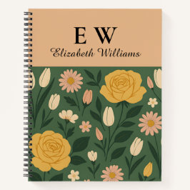Personalisiertes elegantes Gelb-Rose-BlumenNoteboo Notizbuch