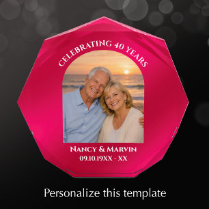 Personalisiertes elegantes Geschenk zum 40. Hochze Fotoblock